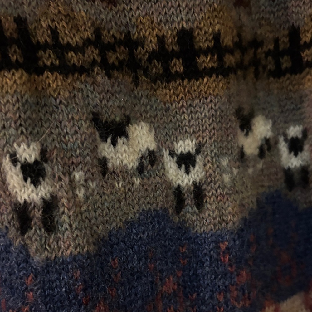 Tabitha Blue Multi-Color Patterned Wool Cardigan - Picture 2 of 3